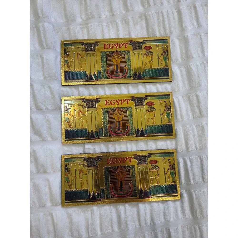 Gold Ancient Egypt King Tut Refrigerator Magnet 6 Inch Souvenir Hieroglyphics